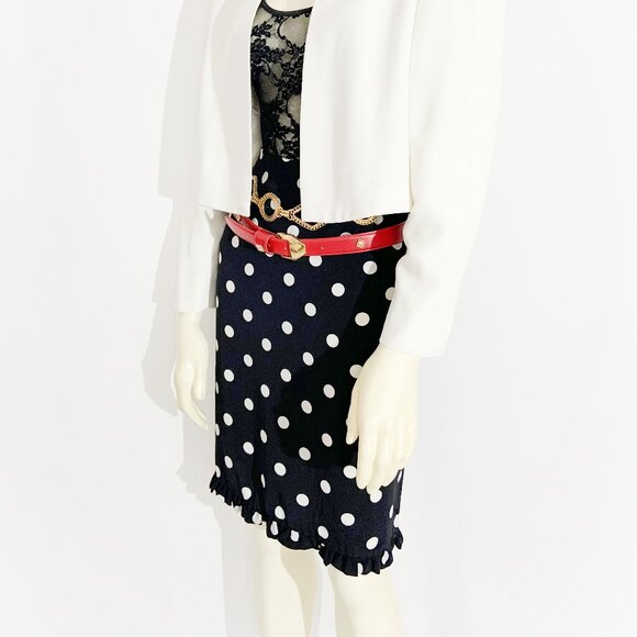 Vintage Black and White Polka Dot Print Skirt / size Medium - Picture 5 of 7